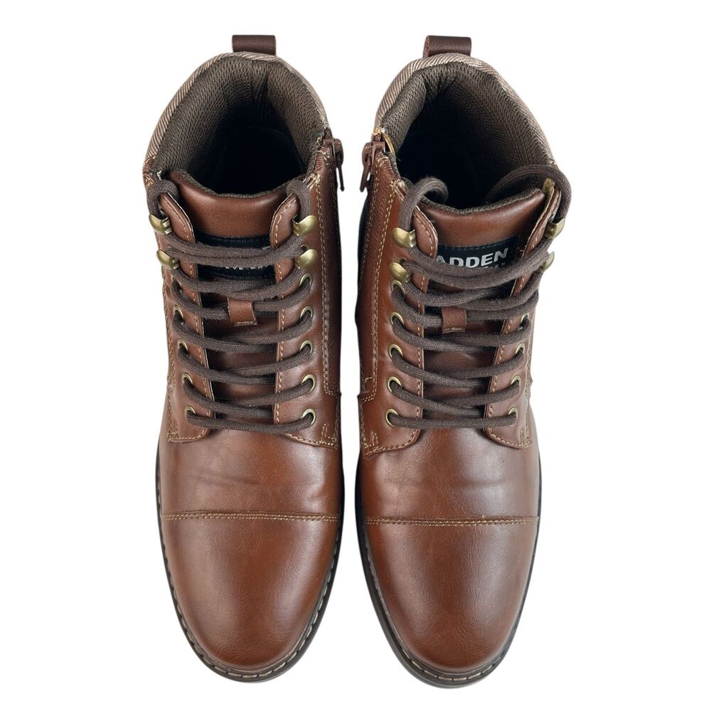 Madden Men’s Combat Ankle Boots US 8.5 EU 41.5 Brown Faux Leather Lace Up - Picture 2 of 12